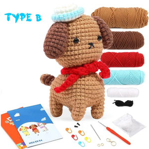 Kit de animales de ganchillo, hilo fácil para cachorro marrón, <span class=keywords><strong>muñeca</strong></span> <span class=keywords><strong>Amigurumi</strong></span>, juguetes de ganchillo DIY, Kit de artesaní<span class=keywords><strong>a</strong></span> hecha <span class=keywords><strong>a</strong></span> mano con Tutorial <span class=keywords><strong>paso</strong></span> <span class=keywords><strong>a</strong></span> <span class=keywords><strong>paso</strong></span> - Product Image 1