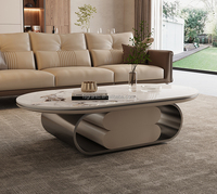 Table basse ronde mobile de luxe nordique moderne en marbre, lot de 2 tables d'appoint pour salon, ensemble de tables à thé pour appartement, mobilier