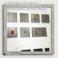 Interrupteurs et prises murales de luxe modernes du Royaume-Uni, modèle simple, nouveau modèle, plaque de couverture extra-fine 86x86mm, 40000 cycles, 250v max. Tension 13a