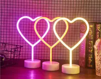 Mini lampe néon led en forme de cœur, lumière rose, blanc chaud, jaune, pour la décoration de la chambre à coucher, Offre Spéciale