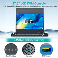 MT-VIKI KVM Rack Mount HDMI Switch dengan Monitor LCD 17.3'', Mendukung OSD/Hotkey 1080P60Hz, Termasuk 8 Kabel KVM