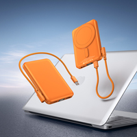 Batterie externe portable à câble intégré 10000 mAh, charge rapide magnétique sans fil, vente chaude