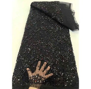 Tela de Encaje con Lentejuelas y Cuentas para Vestidos de Novia, Estilo Africano, Europeo y Americano, Tela Bordada de <span class=keywords><strong>Moda</strong></span> - Product Image 6