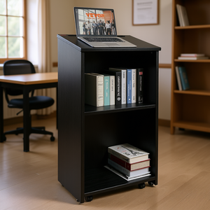 VEVOR Podio de Madera Negra de 47 Pulgadas con Ruedas, Atril Inclinado para Iglesia, Oficina, Escuela, Hogar, Almacenamiento - Product Image 2