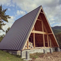 Kit de maison modulaire en bois de couleur, design moderne de luxe, forme triangulaire, panneau sandwich, écologique, pour habitation
