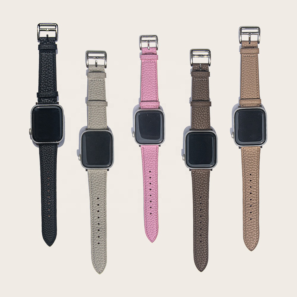 Hot Selling Custom Woman Watch Bands Genuine Pebble Leather Strap for Apple Watch Accessories Blanket Watchband
