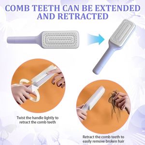 Custom Hair Extension Vented Detangler Hairbrush 3D Quick Self Cleaning Detangling Hair <b>Brush</b> for Women Wet Dry Hair - Product Image 3