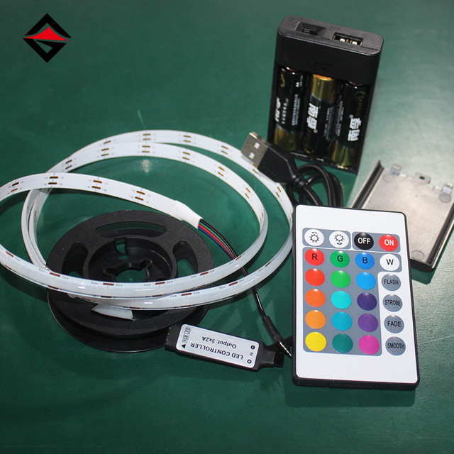 Customized 5V Remote Battery Box 1M Set USB RGB COB Light Strip for Indoor