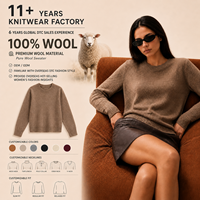 Pull-over décontracté pour femme en 100 % laine, col rond, manches longues, tricoté en polaire, fabrication OEM ODM sur mesure