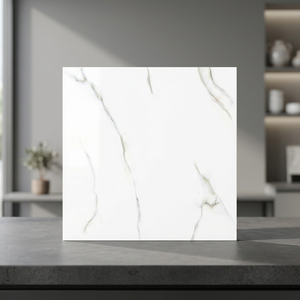 Baldosas de Porcelana Pulida Nano Arctic White, 600x600mm, Acabado Brillante, Cerámica Esmaltada, 8mm, Colección Cararra - Product Image 1