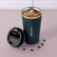 Taza de café inteligente de viaje de acero inoxidable con pantalla de temperatura impresa con logotipo personalizado de doble pared de 380Ml