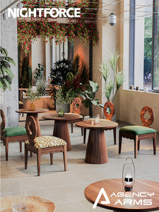 Ensemble de restaurant en bois massif de style vintage, tables et chaises en rotin, pour salon de thé, café, salles de réunion et de repos - Product Image 4