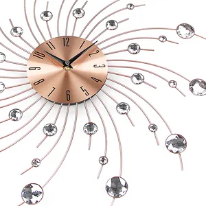 사용자 정의 북유럽 도시 간단한 50cm 멋진 크리스탈 럭셔리 디자인 레트로 새로운 예술 큰 금속 공예 홈 장식 현대 벽 시계
