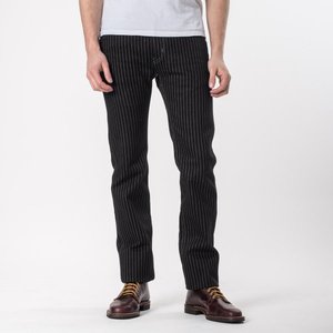 Quần Jeans 100% Cotton Màu Đen Kẻ Sọc Cho Nam, Quần Bò Công Sở Cắt Thẳng Đầu Gối - Product Image 2