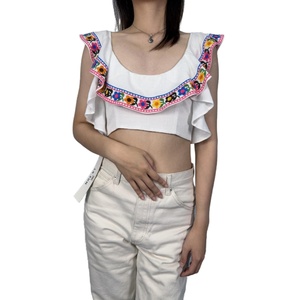 Blusa Casual Moderna para Mujer, Blusa Bohemia con Bordado de Algodón y Cuello en U - Product Image 4