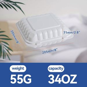 3 Compartment Hinged Clamshell Microwave Safe Foldable Eco-Friendly Plastic Food Container <b>Lunch</b> <b>Box</b> Biodegradable Disposable - Product Image 3