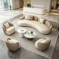 Canapé de bureau incurvé bicolore avec fauteuil barillet et sièges lounge pour hall d'entreprise, mobilier de bureau personnalisé OEM en gros
