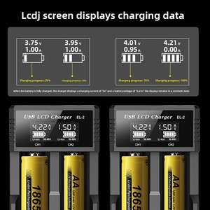 شاحن بطاريات ليثيوم 18650 بشاشة LCD 37 فولت متوافق مع بطاريات 21700 و26650 و12 فولت AA/AAA Ni-MH صنع في الصين - Product Image 2