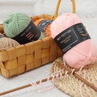 Pelote de laine en coton peigné teint 4 brins de 50g, fil mélangé pour crochet artisanal, idéal pour pulls, bonnets et écharpes de poupées - Vente en gros