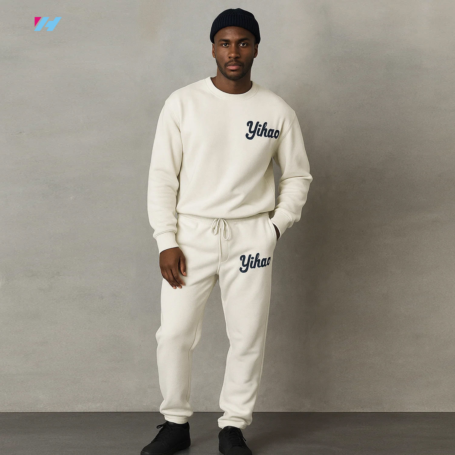 Cuffed Sweatpants White Sweatpants In Bulk Wholesale Baggy Cuffed