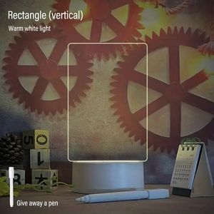 Tableau d'affichage acrylique led <span class=keywords><strong>de</strong></span> forme personnalisée tableau message la effaçable à sec avec base led blanche veilleuse - Product Image 2
