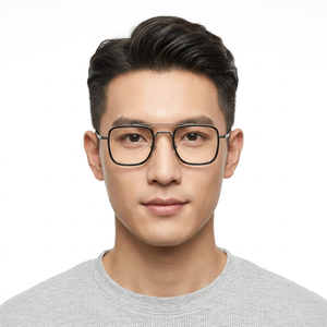 Lunettes de vue rectangulaires pour hommes, monture intégrale, couleur unie, anti-UV, correction de la vision - Product Image 1
