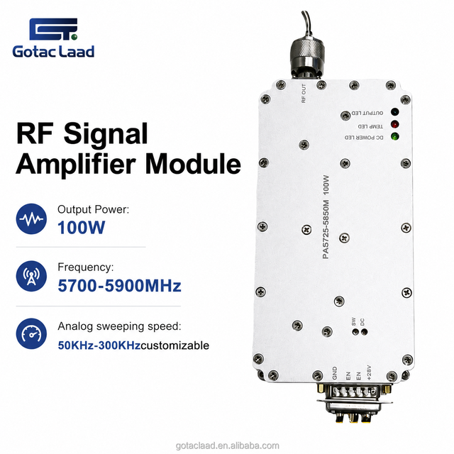100W Drone Detection Module RF Signal Amplifier FPV Detector GaN Amplifier RF Shields Security Protection 5700-5900MHz Bandwidth