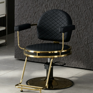 Modern <b>Barber</b> <b>Chair</b> Hydraulic Salon Styling <b>Chair</b> Quilted Leather Seat Metal Base Swivel <b>Chair</b> for Barbershop - Product Image 3