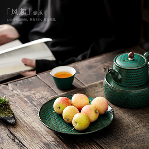 Assiette à fruits en céramique ronde, vaisselle créative en poterie, plat à collation pour les fêtes - Product Image 4
