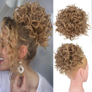 Fibre haute température bouclée <span class=keywords><strong>Chignon</strong></span> crépus Curl cordon moelleux désordonné cheveux paquet élastique <span class=keywords><strong>filet</strong></span> tirer queue de cheval - Product Image 2