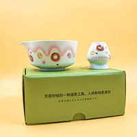 Cuillère à thé en bambou avec porte-fouet et porte-fouet japonais mignon et personnalisé pour matcha Bol à matcha en céramique avec bec verseur Ensemble fouet à matcha