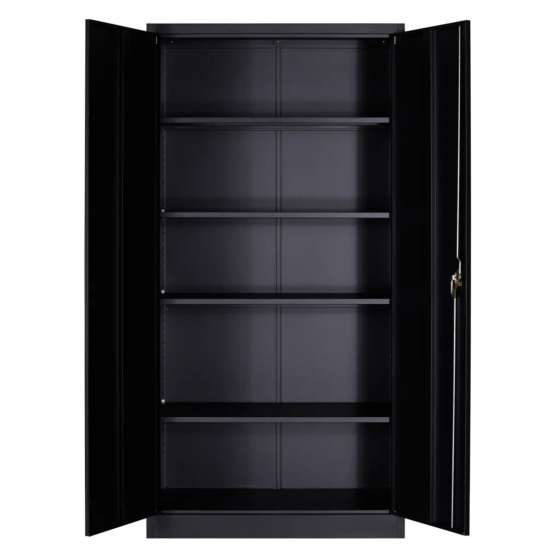 Metal siyah salıncak kapı çelik depo dolabı dosya dolabı 4 ayarlanabilir raflar ile ev ofis için demir dolap takım elbise