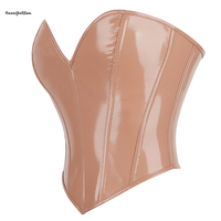 Nouveau design 2024 Lingerie sexy Steampunk pour femme, Corset en similicuir PU avec fermeture éclair, effet gainant, grande taille, haut court