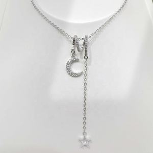 Collares personalizados de plata 925 con hoja de plata, luna y estrella, delicados, al por mayor, con piedra natural, para mejor amiga, mujer, con dijes de planetas. - Product Image 5