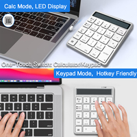 JOMAA Kablosuz BT Numara Tuş Takımı 2'si 1 Arada Hesap Makinesi Tuş Takımı Kablosuz Şarj Edilebilir Sayısal Tuş Takımı Taşınabilir Numpad PC Tablet için