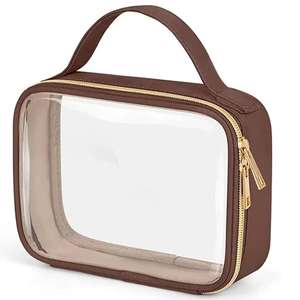 Bolsa de Maquillaje Barata al por Mayor, Bolsa de Cosméticos Transparente de PU/PVC con Cierre, Bolsas de Aseo para Viaje para Mujer - Product Image 5