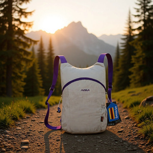Azela Outdoor Folding <b>Backpack</b> <b>Waterproof</b> Ultralight Portable Travel Bag Hiking Unisex Solid Color Detachable Straps - Product Image 1