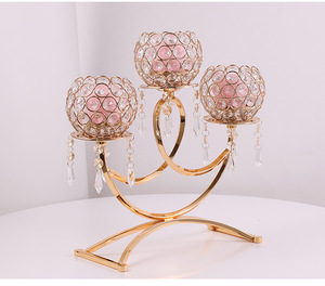 Weddings 3 Arms Candelabra Centerpieces Modern Custom Candle Holder Tapper Luxury <strong>Brass</strong> Gold <strong>Lanterns</strong> and Candle - Product Image 4