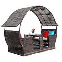 Fauteuil suspendu en rotin PE pour l'extérieur, style villa moderne, avec coussins, pour adultes, capacité 4 personnes