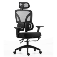 Chaise de bureau exécutive ergonomique confortable en maille avec appui-tête réglable, accoudoirs 3D réglables et soutien lombaire pour la maison, le bureau et l'école
