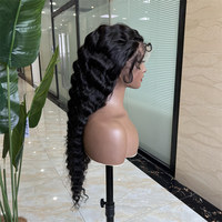 Vente en gros Perruque frontale à large casquette personnalisée Grade 10A 100% Perruques de cheveux humains vierges bruts HD Lace Deep Wave