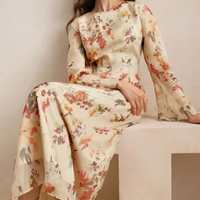 Robe florale imprimée YKD126 pour le printemps et l'été, design traditionnel de la mode musulmane, look décontracté, robe musulmane pour femmes, islamique