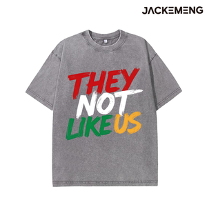 T-shirt Oversize in Cotone Lavato con Stampa 'They Not Like Us', Stile Streetwear Retrò, Maglietta Casual, Magazzino USA, Vendita all'Ingrosso - Product Image 2