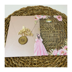 Carta di invito a nozze per festa di Quinceanera trasparente trasparente con busta - Product Image 1