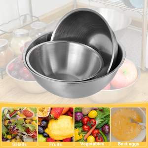 Wholesale Low QTY OEM Classic Large Capacity 800ml - 2500ml Airtight Lid Deep Kitchen Stainless Steel Salad Flour <b>Mixing</b> <b>Bowls</b> - Product Image 2