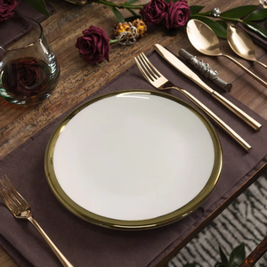 Compra al por Mayor <span class=keywords><strong>de</strong></span> Platos Hondos <span class=keywords><strong>de</strong></span> Cerámica con Borde Dorado <span class=keywords><strong>de</strong></span> Lujo, Platos para Ensalada/Postre, Vajilla <span class=keywords><strong>de</strong></span> Porcelana para Cenas Formales - Product Image 6