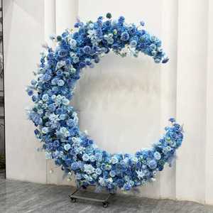 Arco Floreale Luna Blu Personalizzabile, Supporto in Seta Artificiale Colorato con Fiori per Decorazioni Matrimoniali - Product Image 4