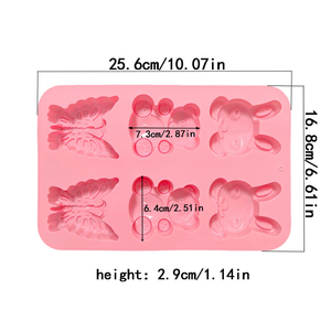 6 lỗ bướm Gấu Thỏ Silicone khuôn bánh dễ thương động vật phục sinh handmade xà phòng khuôn DIY Baking công cụ nến khuôn - Product Image 4