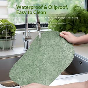 Tapis de table ovale européen en cuir gaufré et sculpté, pour usage domestique, imperméable, résistant à l'huile, écologique, personnalisable, moderne - Product Image 3