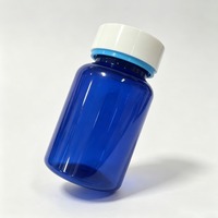 Botol Suplemen Plastik PET Biru Royal 120cc Dengan Tutup & Cincin Biru Silinder untuk Kemasan Pil Kapsul Tablet Perawatan Kesehatan